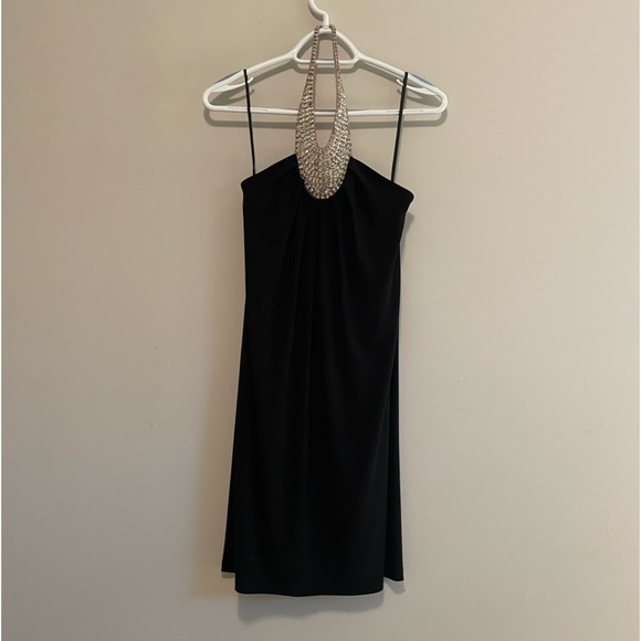 LM Collection strapless black knit dress with attached sequin “necklace “. - Picture 2 of 4